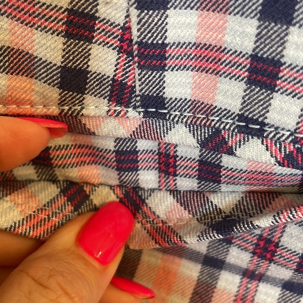 GAP women’s Gingham slim city crop ankle crop pants pink blue pockets size 2 - Picture 6 of 13